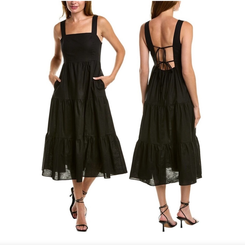 O.P.T. Billie Linen-Blend Midi Dress XL